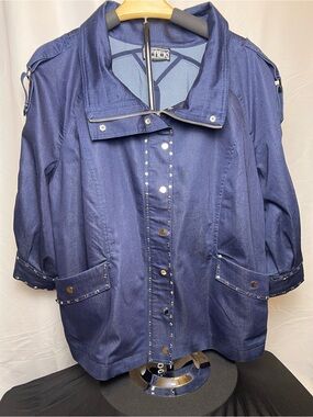 Vintage The Collective Works of Berek Studded Denim Utility Jacket Size L